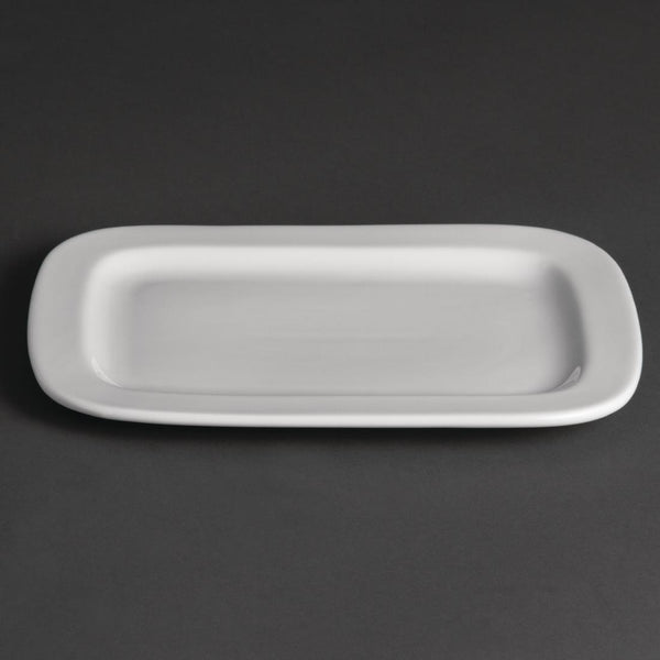 Assiettes Rectangulaires Arrondies Olympia Whiteware 230mm (Lot de 12)