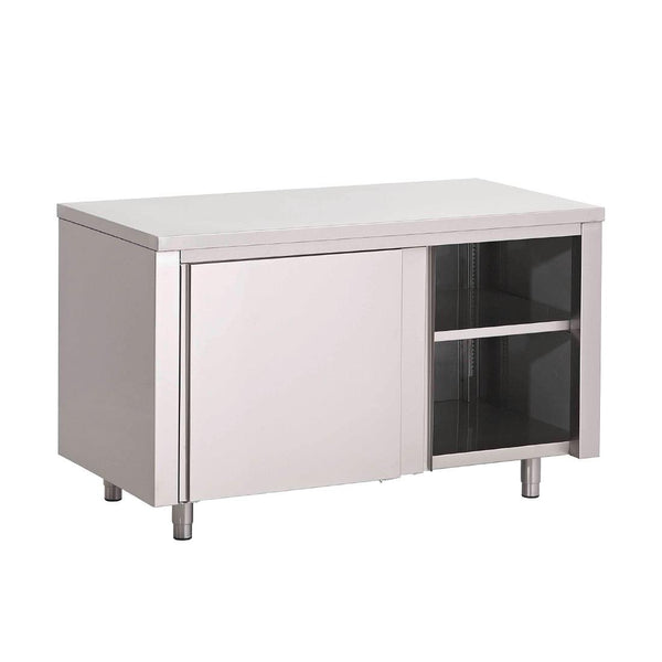 Table armoire inox avec portes coulissantes Gastro M 1000 x 700 x 850mm