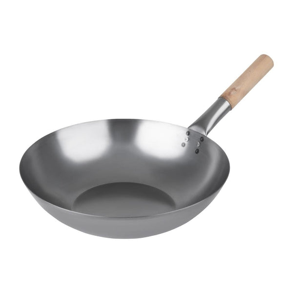 Wok en acier doux Vogue 35,6 cm