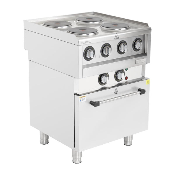 Fourneau électrique 4 feux sur four à convection Buffalo Série 600
